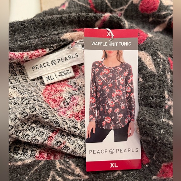 PEACE & PEARLS brand waffle knit tunic. NWT. Size XL. - Picture 3 of 4